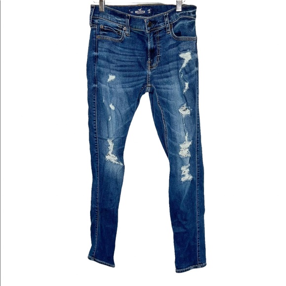 Hollister Other - Hollister Mens Advanced Stretch Medium Wash Distressed Skinny Jeans 30x32